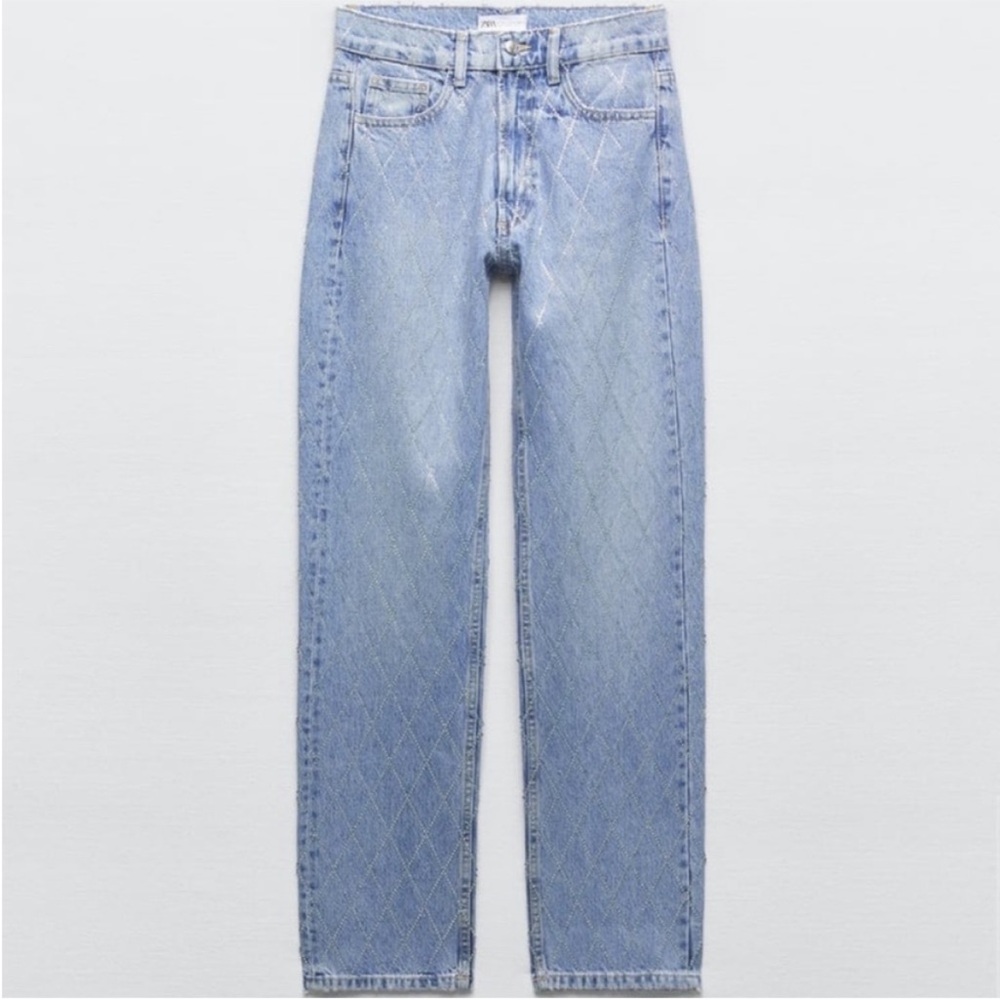 Zara Light Blue Straight Leg Jeans - Picture 5 of 12